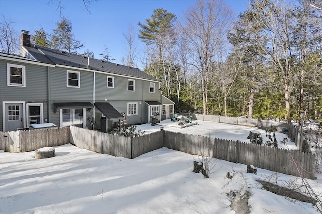 29 Shady Ave, Westminster, MA 01473 - snow covered rear of property with a fire pit and a fenced backyard
