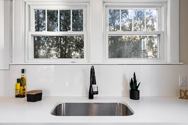 interior details with sink and white cabinets