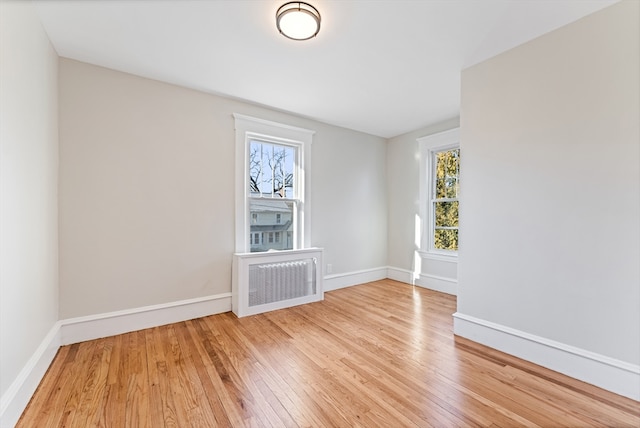 spare room featuring light wood-type flooring