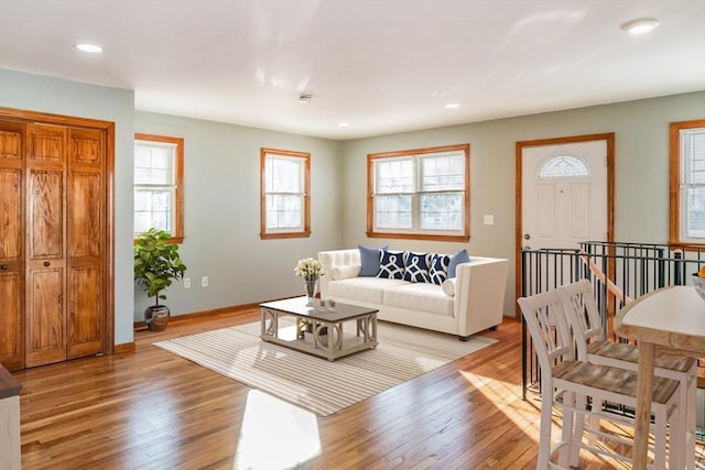 living room with light wood-type flooring