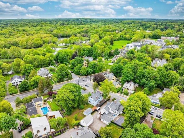14 Thoreau St, Concord, MA 01742 - aerial perspective of suburban area featuring a heavily wooded area