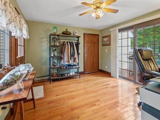 58 Fitzpatrick Rd, Grafton, MA 01519 - office space featuring light wood-style flooring, a ceiling fan, and baseboards