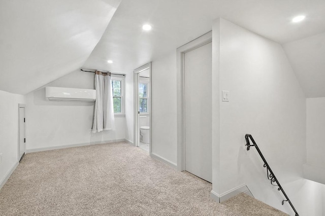 20 Marjorie Rd, Wilmington, MA 01887 - bonus room with a wall mounted air conditioner, carpet floors, vaulted ceiling, recessed lighting, and baseboards