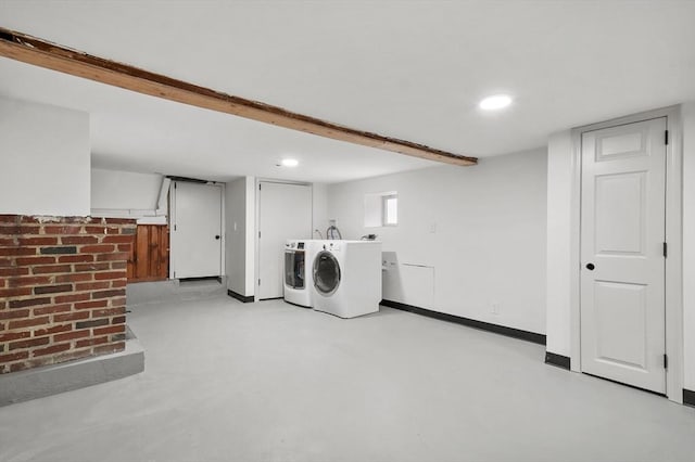20 Marjorie Rd, Wilmington, MA 01887 - laundry area with washing machine and dryer, baseboards, and recessed lighting
