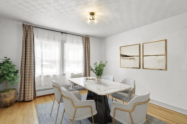 20 Marjorie Rd, Wilmington, MA 01887 - dining room featuring light wood-type flooring, baseboard heating, and a textured ceiling