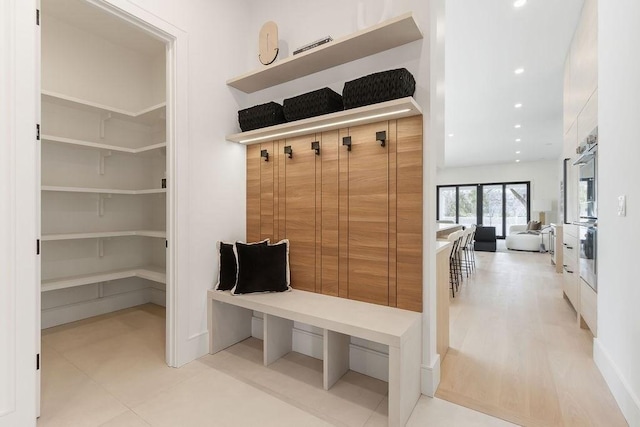 mudroom with recessed lighting