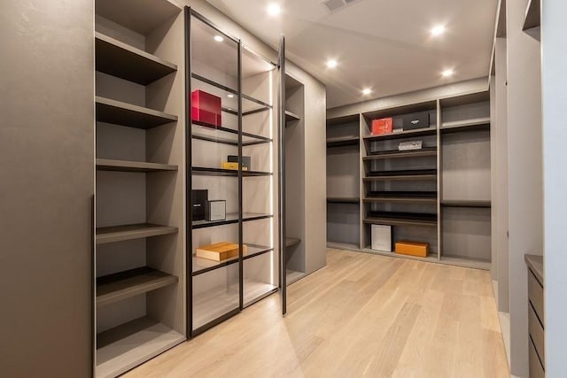 walk in closet featuring wood finished floors