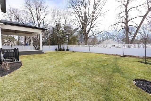 view of yard featuring a fenced backyard