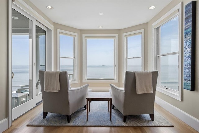 30 Preston Ct Unit 1, Swampscott, MA 01907 - living area featuring healthy amount of natural light, light wood finished floors, and recessed lighting