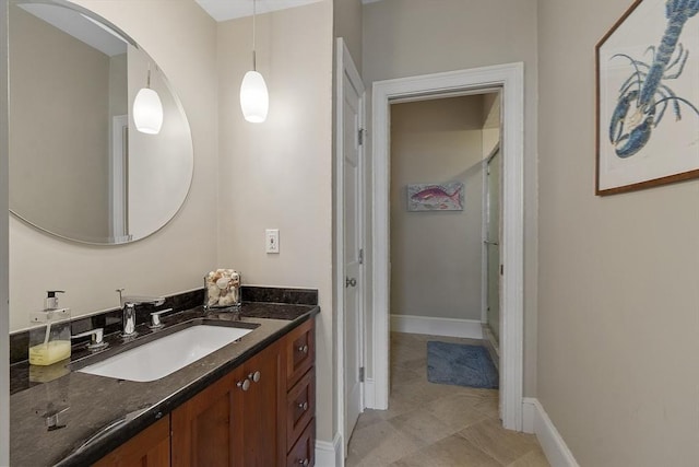 30 Preston Ct Unit 1, Swampscott, MA 01907 - full bathroom featuring vanity, a shower with shower door, and tile patterned flooring