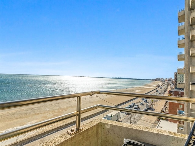 property view of water featuring a view of the beach