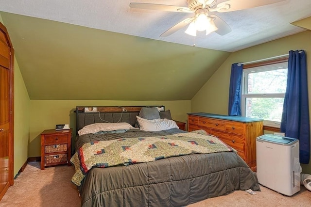 10 Laurel Ln, Bellingham, MA 02019 - bedroom with light carpet, vaulted ceiling, and ceiling fan