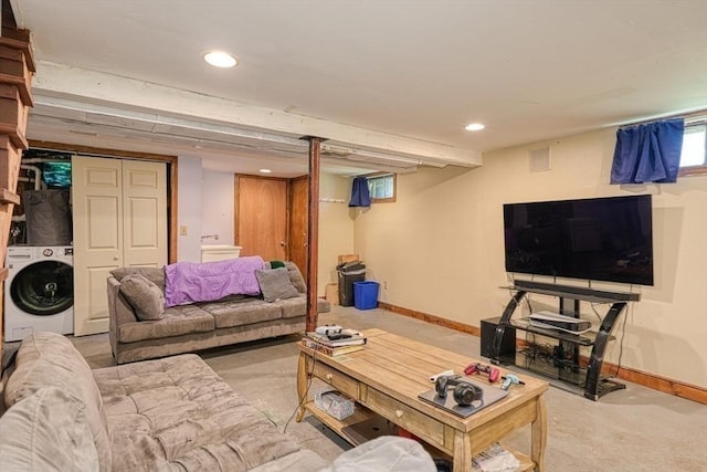 10 Laurel Ln, Bellingham, MA 02019 - living room featuring washer / dryer and recessed lighting