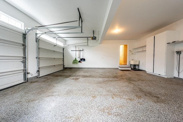 garage with a garage door opener