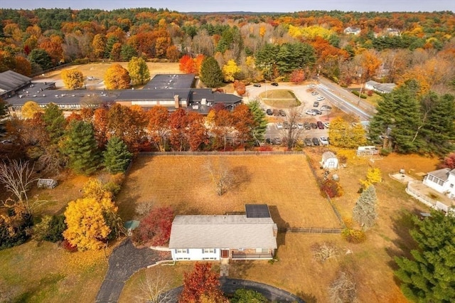 drone / aerial view with a forest view