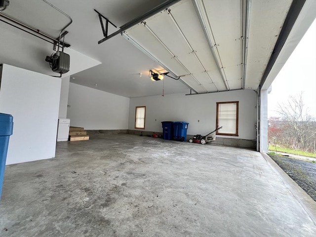 garage with a garage door opener
