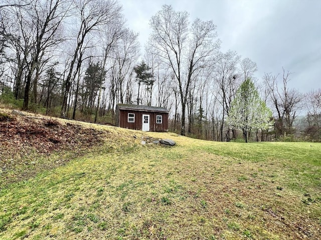 view of yard with an outdoor structure
