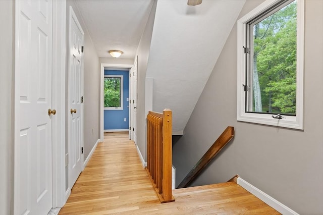 16 Deer Path Unit 1, Maynard, MA 01754 - corridor with an upstairs landing, baseboards, and light wood-type flooring