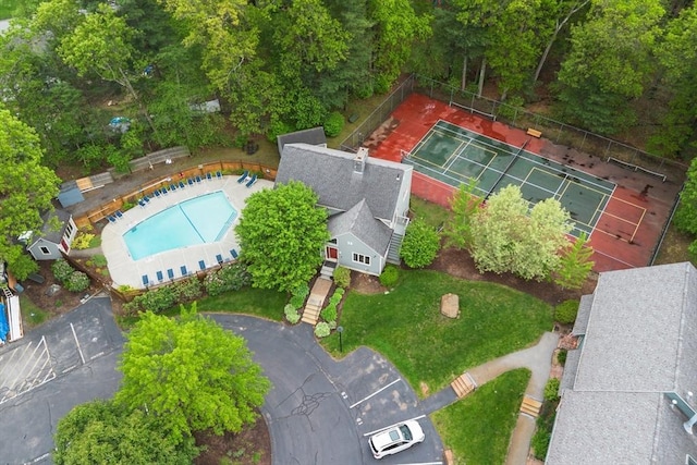 16 Deer Path Unit 1, Maynard, MA 01754 - drone / aerial view of a pool