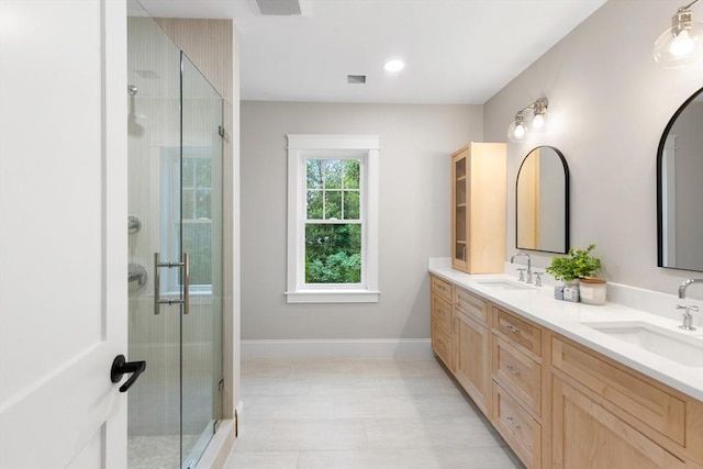 89 Wildwood St, Winchester, MA 01890 - bathroom with double vanity and a tile shower