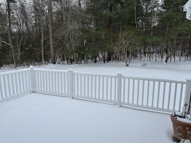 view of snow covered patio