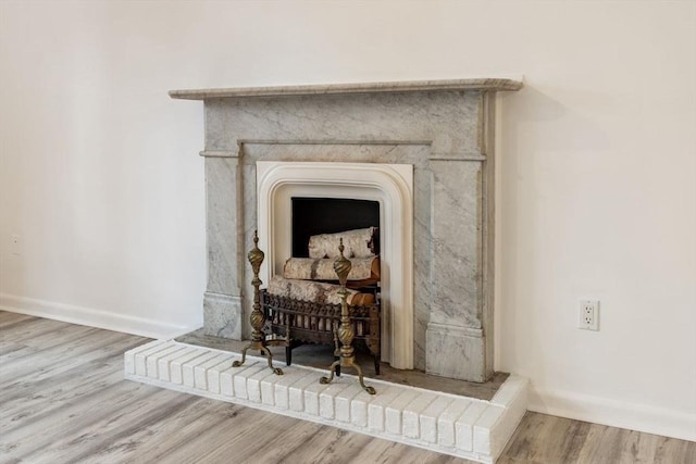 interior details with baseboards and wood finished floors