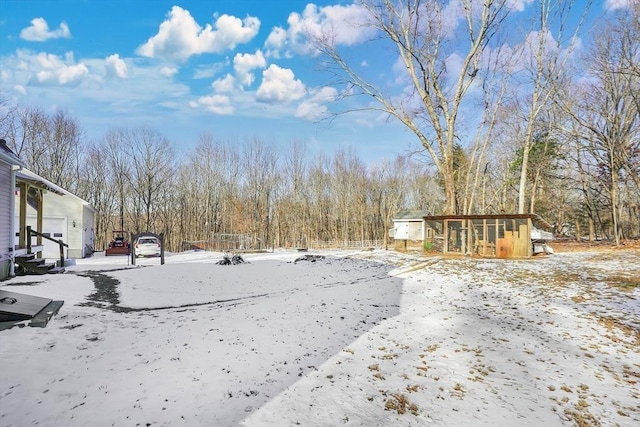 view of snowy yard