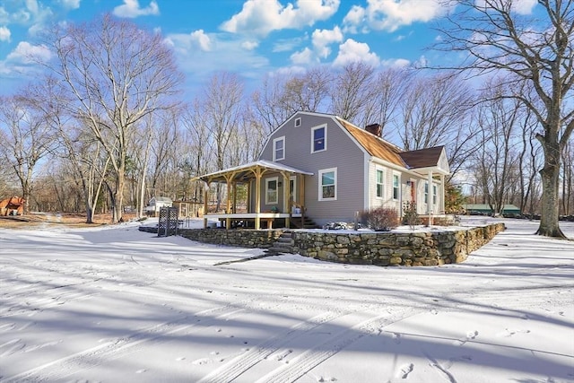 view of snow covered exterior