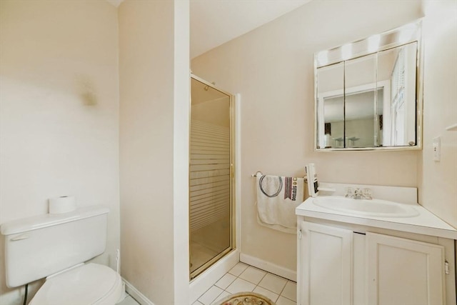 20 Tarleton Rd, Boston, MA 02132 - bathroom with toilet, a shower stall, tile patterned floors, vanity, and baseboards