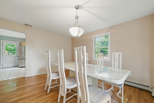 20 Tarleton Rd, Boston, MA 02132 - dining space featuring light wood-type flooring and a baseboard radiator