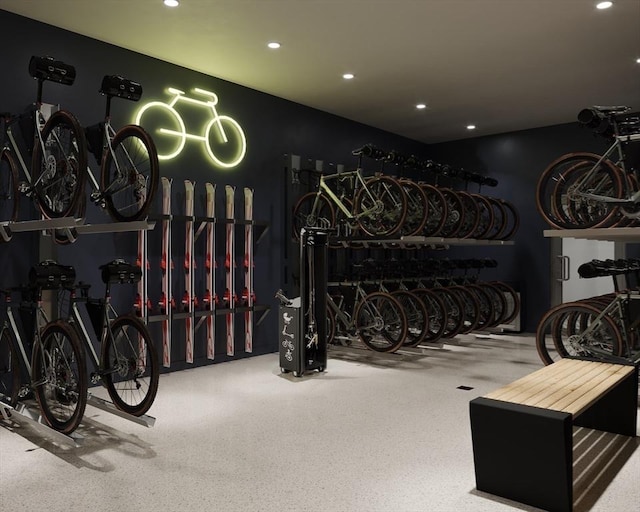 wine cellar featuring recessed lighting