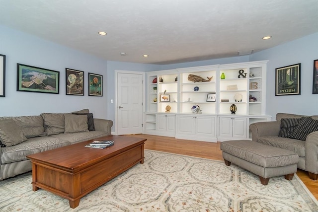 living room with light wood-type flooring