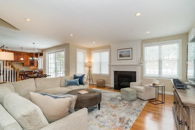 living room featuring light hardwood / wood-style flooring