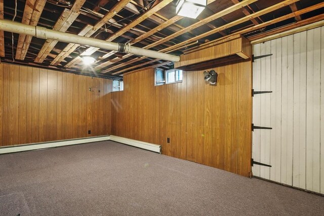 14 Lyman Ter, Waltham, MA 02452 - below grade area with carpet flooring and wood walls