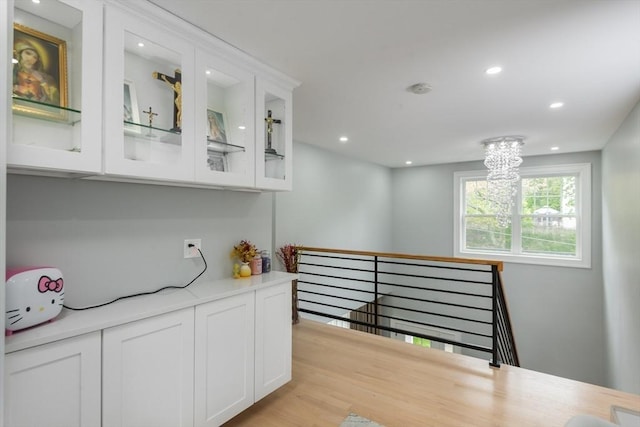 6 Fallon Cir, Braintree, MA 02184 - bar area featuring a chandelier, recessed lighting, and wood finished floors
