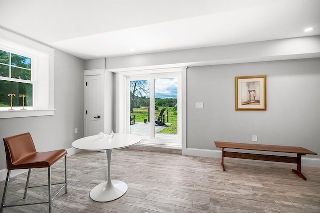 sitting room featuring light hardwood / wood-style floors