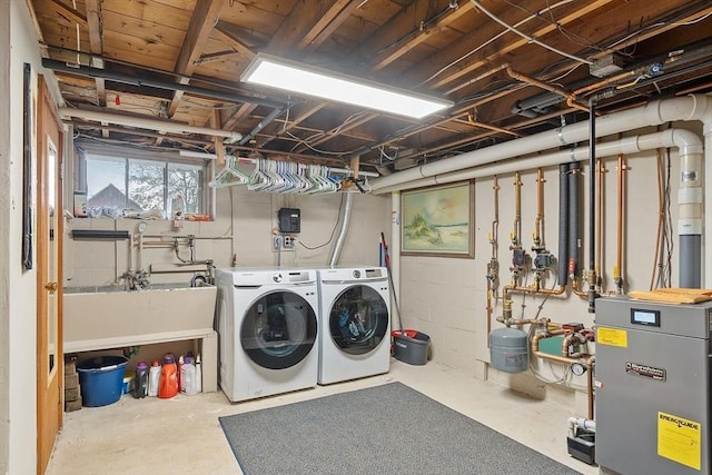 34 Woodland Cir, Methuen, MA 01844 - washroom featuring washing machine and dryer and a heating unit