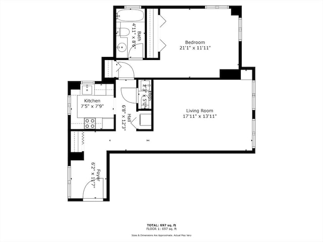 931 Massachusetts Ave Unit 606, Cambridge, MA 02139 - view of room layout