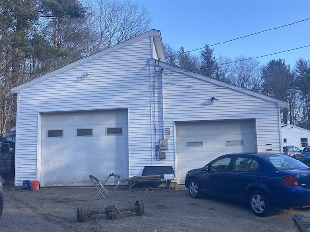 view of detached garage