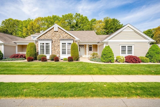 97 High Pine Cir Unit 97, Wilbraham, MA 01095 - view of front of house featuring a front lawn and stone siding