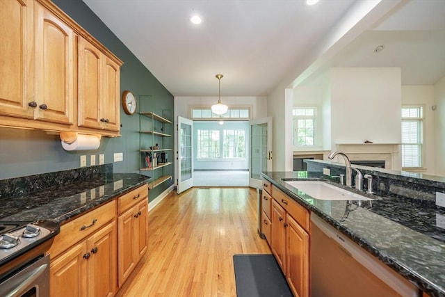 97 High Pine Cir Unit 97, Wilbraham, MA 01095 - kitchen with a sink, dishwasher, light wood-style flooring, range, and recessed lighting