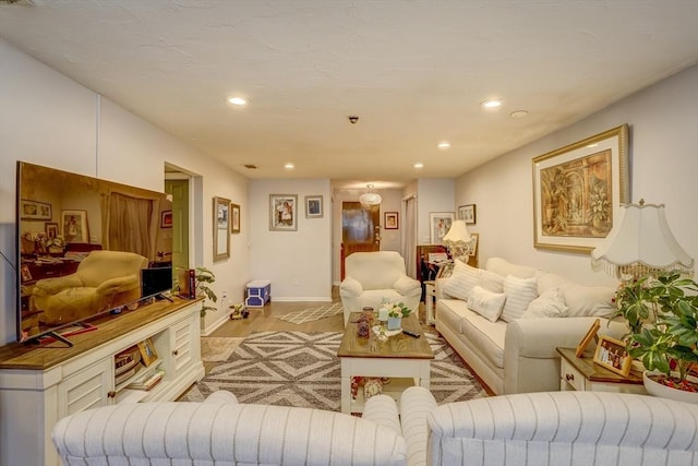 living room featuring light hardwood / wood-style flooring