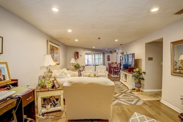 living room with light wood-type flooring