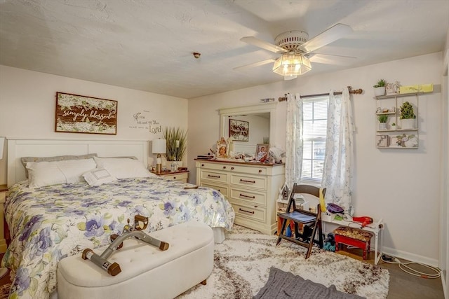 bedroom featuring ceiling fan