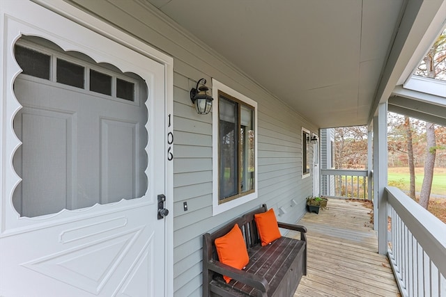 wooden deck with covered porch