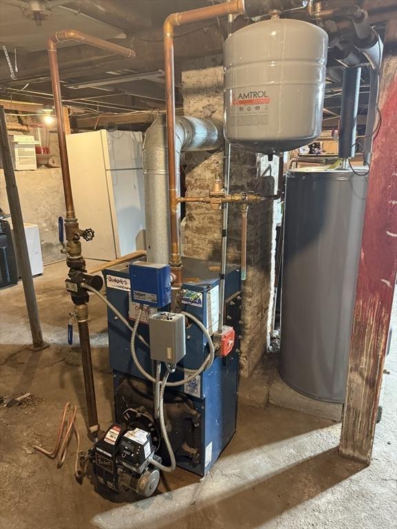 utility room featuring water heater