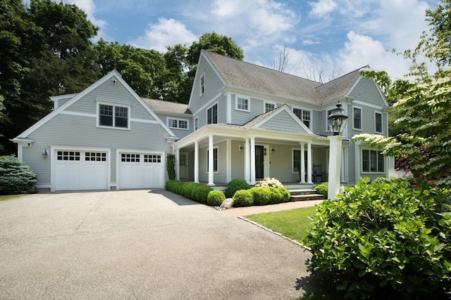 265 King St, Cohasset, MA 02025 - view of front of home with covered porch, driveway, and roof with shingles