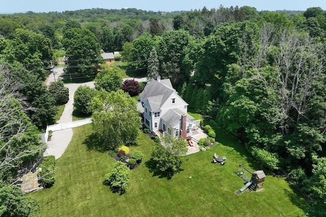 265 King St, Cohasset, MA 02025 - aerial view of property and surrounding area featuring a heavily wooded area