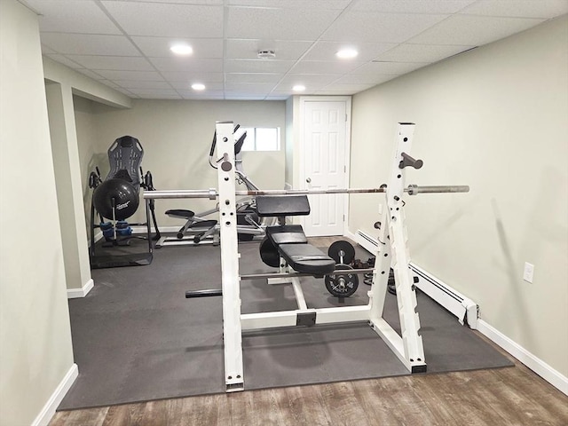 15 Sudbury Rd, Stow, MA 01775 - workout area featuring wood finished floors, a drop ceiling, and recessed lighting