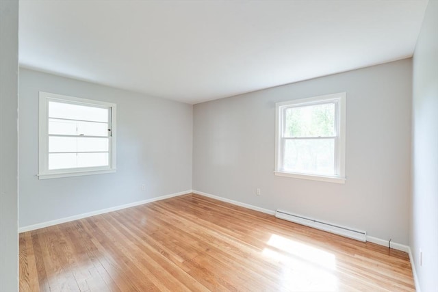24 Harwich Rd, East Longmeadow, MA 01028 - spare room featuring a baseboard heating unit, light wood-style floors, and baseboards